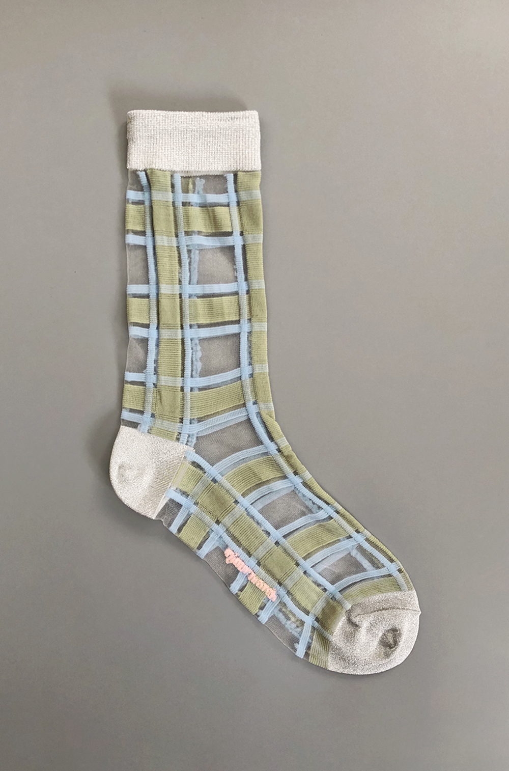Sheer check socks_jardin