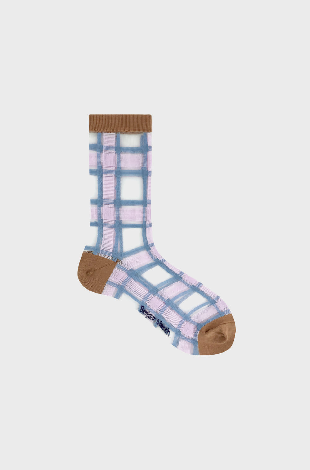 Sheer pastel check socks_blue